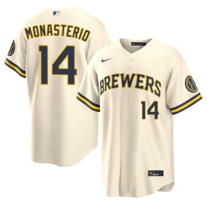 Milwaukee Brewers New Andruw Monasterio Mens #14 Cream Jersey 106082-175