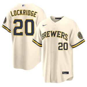 The Beermakers Stitched Brandon Lockridge Men's Cream #20 Jerseys 750746-906