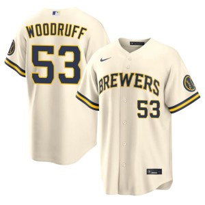 MIL Brewers #53 Cream Game Brandon Woodruff Men's Jerseys 548074-602