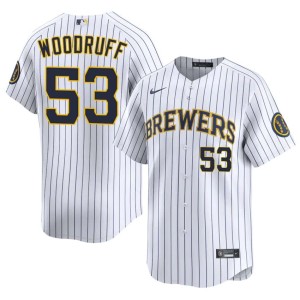 MIL White Embroidery Brandon Woodruff Mens #53 Jerseys 213471-975
