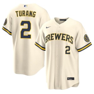 Brewers Official Men's Brice Turang Cream #2 Jerseys 321232-454