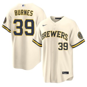 Milwaukee Cream Men's #39 Game Corbin Burnes Jerseys 710232-823