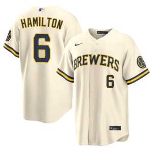 Milwaukee Cream Men's #6 New David Hamilton Jersey 892450-672