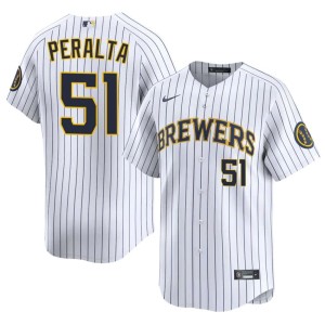 Milwaukee Brewers Official #51 Men's White Freddy Peralta Jerseys 141338-533