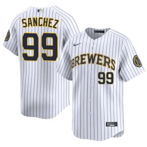 Milwaukee Brewers #99 Gary Sanchez White Men Popular Jersey 615717-746