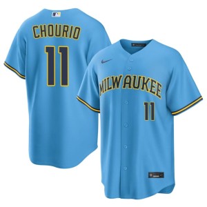 MIL Light Blue #11 Men Jackson Chourio MLB Jerseys 434871-587