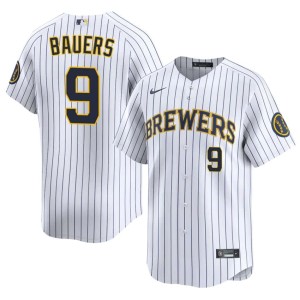 MIL Brewers Men's Jake Bauers #9 White Stitched Jerseys 745368-176