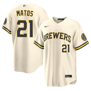 Milwaukee Brewers Cream Luis Matos Men's #21 Authentic Jerseys 678254-381