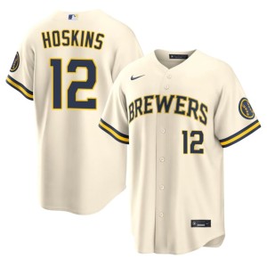 Brewer Nation Rhys Hoskins Cream 2026 Men #12 Jerseys 164357-535