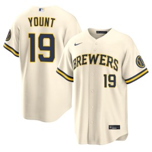 Brewers Popular Mens Cream Robin Yount #19 Jersey 241059-134