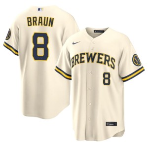 The Crew Mens Cream Ryan Braun New #8 Jerseys 376085-427