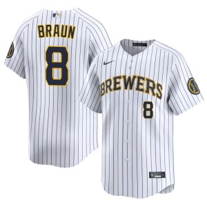 MIL Brewers Ryan Braun #8 White Men's Embroidery Jerseys 885575-501