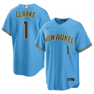 The Brew Crew Taylor Clarke Men's Light Blue Game #1 Jerseys 569710-216