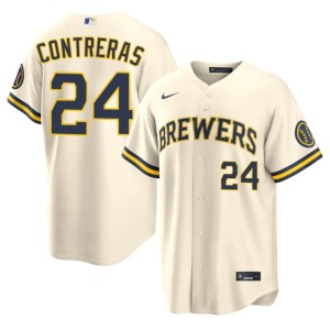Milwaukee Brewers Mens 2026 William Contreras Cream #24 Jersey 589132-842
