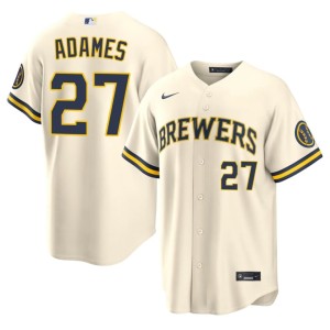 The Brew Crew Authentic Mens Cream #27 Willy Adames Jersey 320744-573