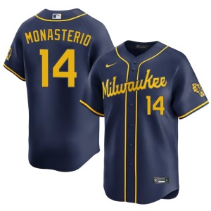MIL Authentic Navy Andruw Monasterio Mens #14 Jersey 359773-441