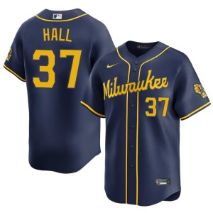 The Crew Embroidery #37 DL Hall Men's Navy Jersey 230428-456