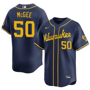 The Brew Crew Navy Mens #50 Limited Easton McGee Jerseys 106937-768