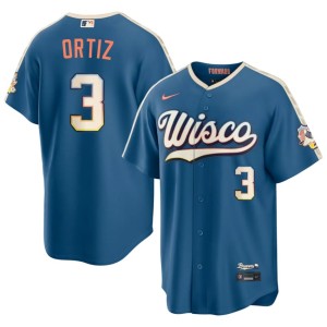 MIL Brewers #3 Men Blue New Joey Ortiz City Connect Jersey 543440-685