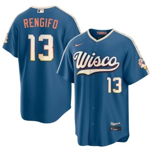 Brewers Blue Replica Luis Rengifo #13 City Connect Men's Jerseys 980527-479