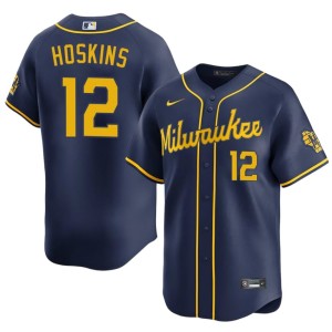 Brewers Rhys Hoskins Navy #12 Men Popular Jerseys 843799-789