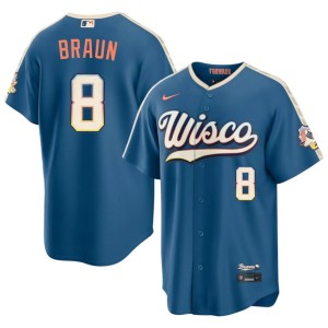 The Crew Blue City Connect Ryan Braun Mens MLB #8 Jersey 440491-257