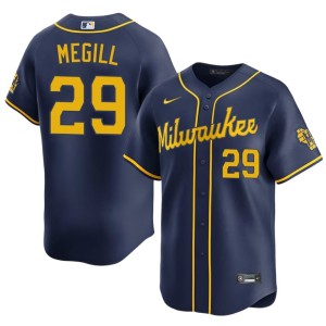 Milwaukee Brewers Men Replica Trevor Megill Navy #29 Jersey 480066-783