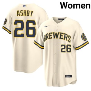 MIL Game Cream Aaron Ashby #26 Women's Jerseys 331355-124