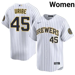 MIL #45 Abner Uribe White Game Women's Jerseys 520662-280