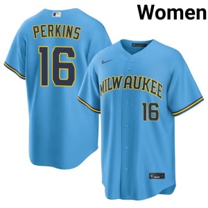 MIL Brewers Blake Perkins #16 Official Women's Light Blue Jersey 661886-982