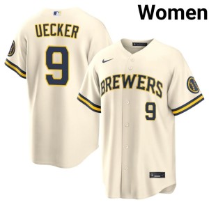 The Crew #9 Embroidery Womens Cream Bob Uecker Jerseys 510300-564