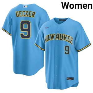 The Brew Crew #9 Popular Light Blue Women's Bob Uecker Jerseys 946163-129