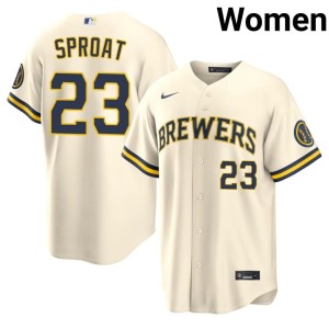 Los Cerveceros Brandon Sproat Cream Women's Game #23 Jersey 607603-658