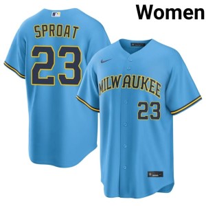 MIL Brewers #23 Women Light Blue Game Brandon Sproat Jersey 305899-686