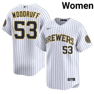 Brewers Brandon Woodruff White Player #53 Women Jersey 898335-642