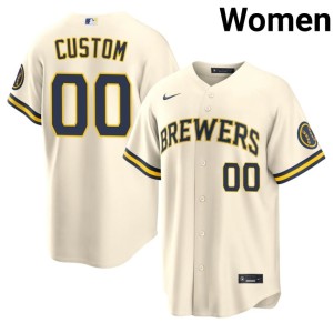 Los Cerveceros Custom Cream Women #00 Authentic Jerseys 276403-419