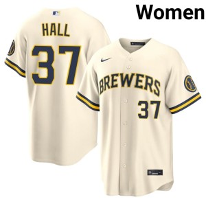 Brewers #37 Limited Womens Cream DL Hall Jerseys 534233-575