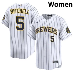 Los Cerveceros Women's White #5 New Garrett Mitchell Jersey 618159-827