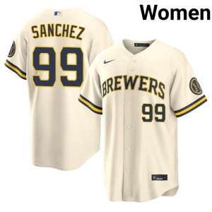 Milwaukee Brewers #99 Game Cream Gary Sanchez Womens Jersey 350199-766