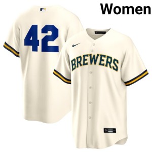 Los Cerveceros Player White Jackie Robinson Day Womens #42 Jersey 258843-696