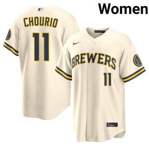 The Beermakers Womens #11 Embroidery Cream Jackson Chourio Jersey 843467-622