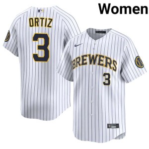MIL Brewers Joey Ortiz #3 Official Women White Jersey 820545-608