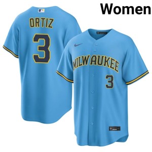 Brewer Nation Women Joey Ortiz Light Blue #3 Popular Jersey 364359-936