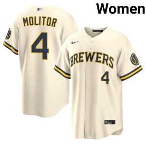 MIL Brewers #4 Paul Molitor 2026-27 Women Cream Jerseys 639968-883