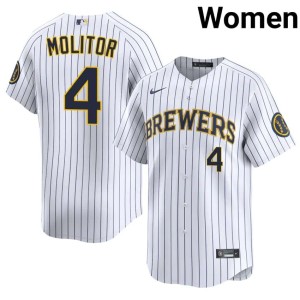 MIL Women #4 Official Paul Molitor White Jerseys 569679-359