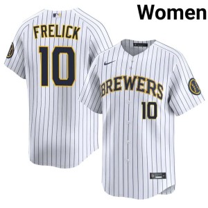 Milwaukee Brewers White #10 Sal Frelick Women's New Jerseys 640123-105
