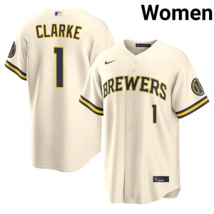 MIL Brewers Cream Taylor Clarke New #1 Womens Jerseys 269256-759
