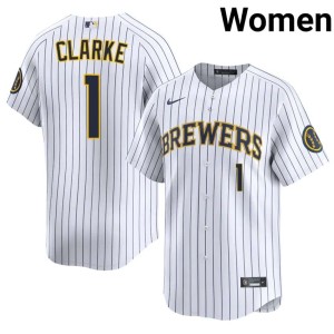 Brewers Women Taylor Clarke New White #1 Jerseys 139326-745
