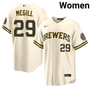 MIL Brewers #29 Womens Game Cream Trevor Megill Jerseys 678514-293