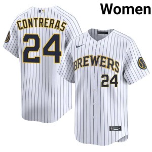 Los Cerveceros White Womens #24 Authentic William Contreras Jersey 642745-154